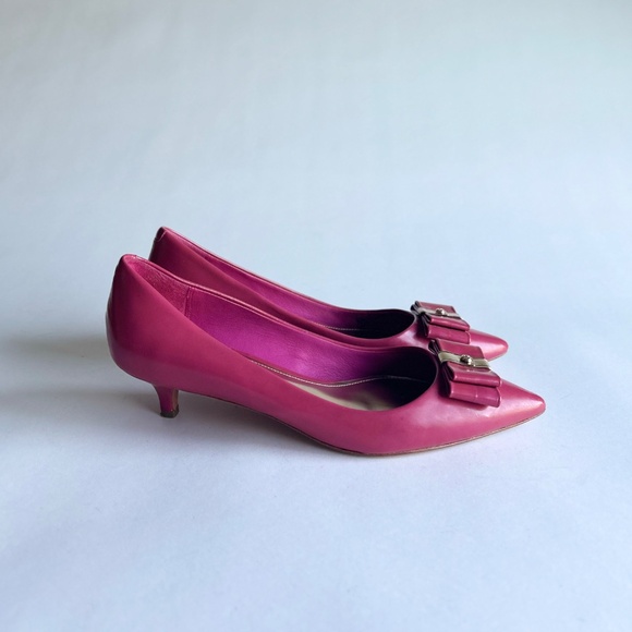 Coach Pink Patent Leather Bow Point Toe Heels size 7.5 - Picture 2 of 12
